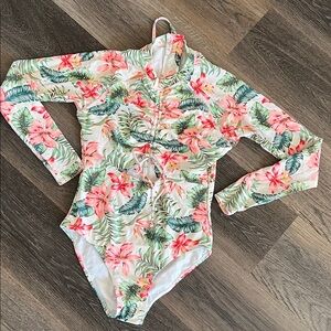 (23) Floral Long Sleeve Swimsuit